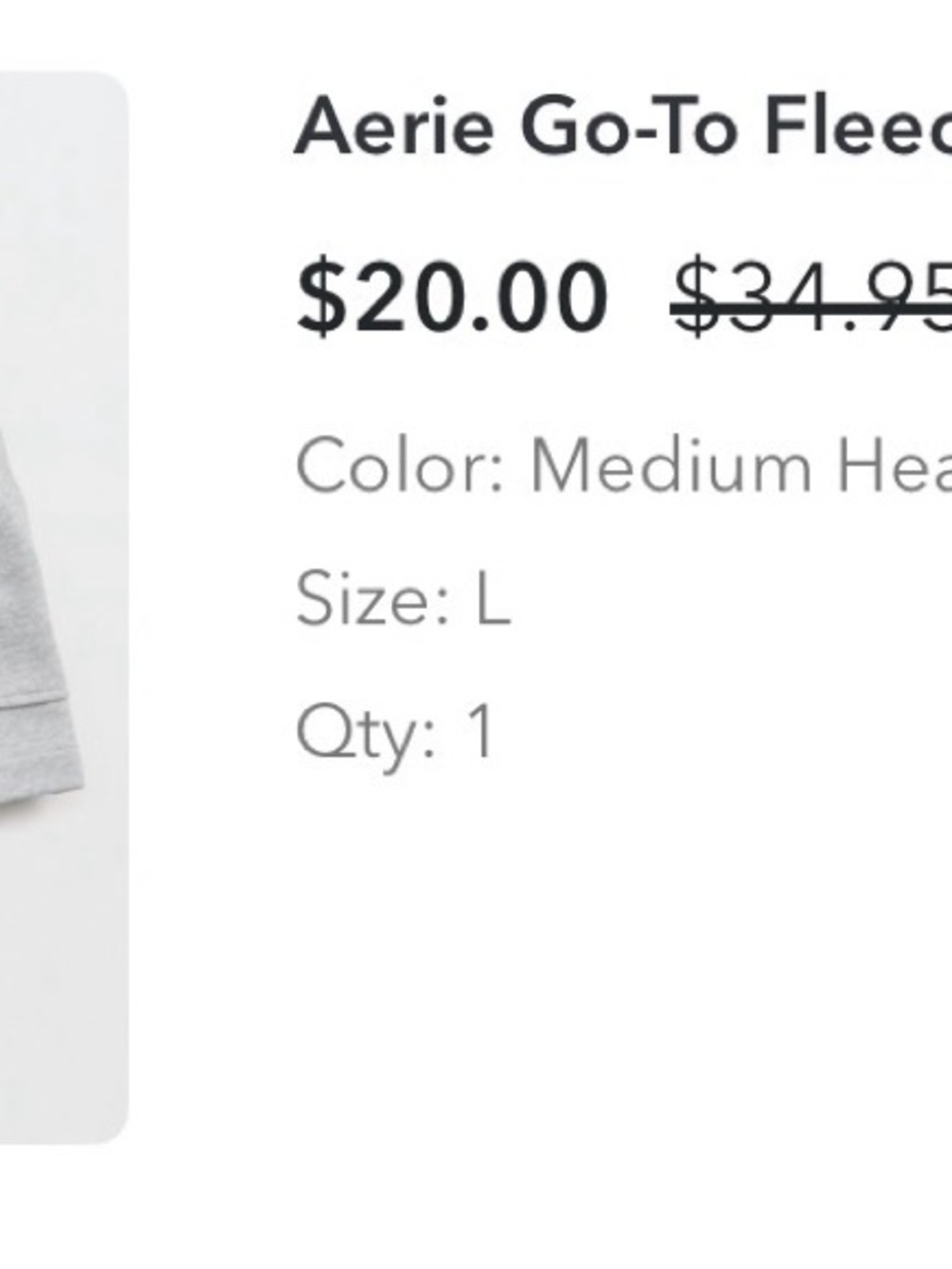 aerie Medium Heather Gray Crewneck Fleece Sweatshirt